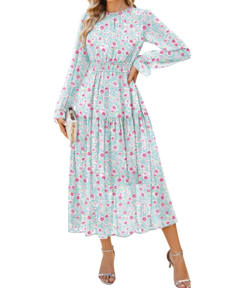 Amelia Women's Dress – Chiffon A-Line Dress with Ruffled Skirt & Pockets