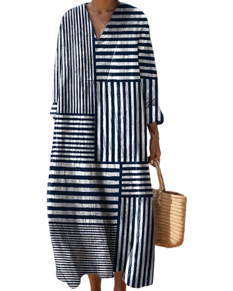 Natalie Abito Donna – Vestido Midi Boho con Escote en V, Mangas Largas y Tejido Ligero