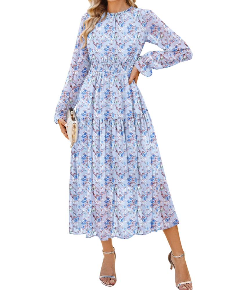 Amelia Women's Dress – Chiffon A-Line Dress with Ruffled Skirt & Pockets