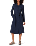 Victoria Abito Camicia Damen – Midikleid aus Georgette mit Gürtel & langen Ärmeln