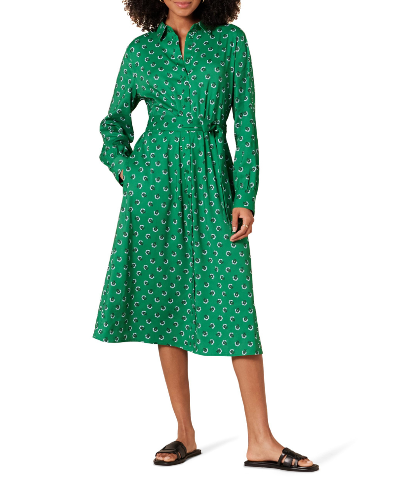 Victoria Abito Camicia Donna – Midi šaty z georgette s páskem a dlouhými rukávy