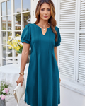 Sophia Abito Donna – Vestito Midi A-Line con Scollo Henley, Tasche & Maniche Corte