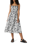 Grace Women's Dress – Midi Cotton Sateen Dress with Smocked Bodice & Adjustable Straps