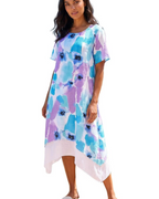 Isabelle Women's Dress – Abstract Double-Layer Shift Dress with Crew Neck & Short Sleeves