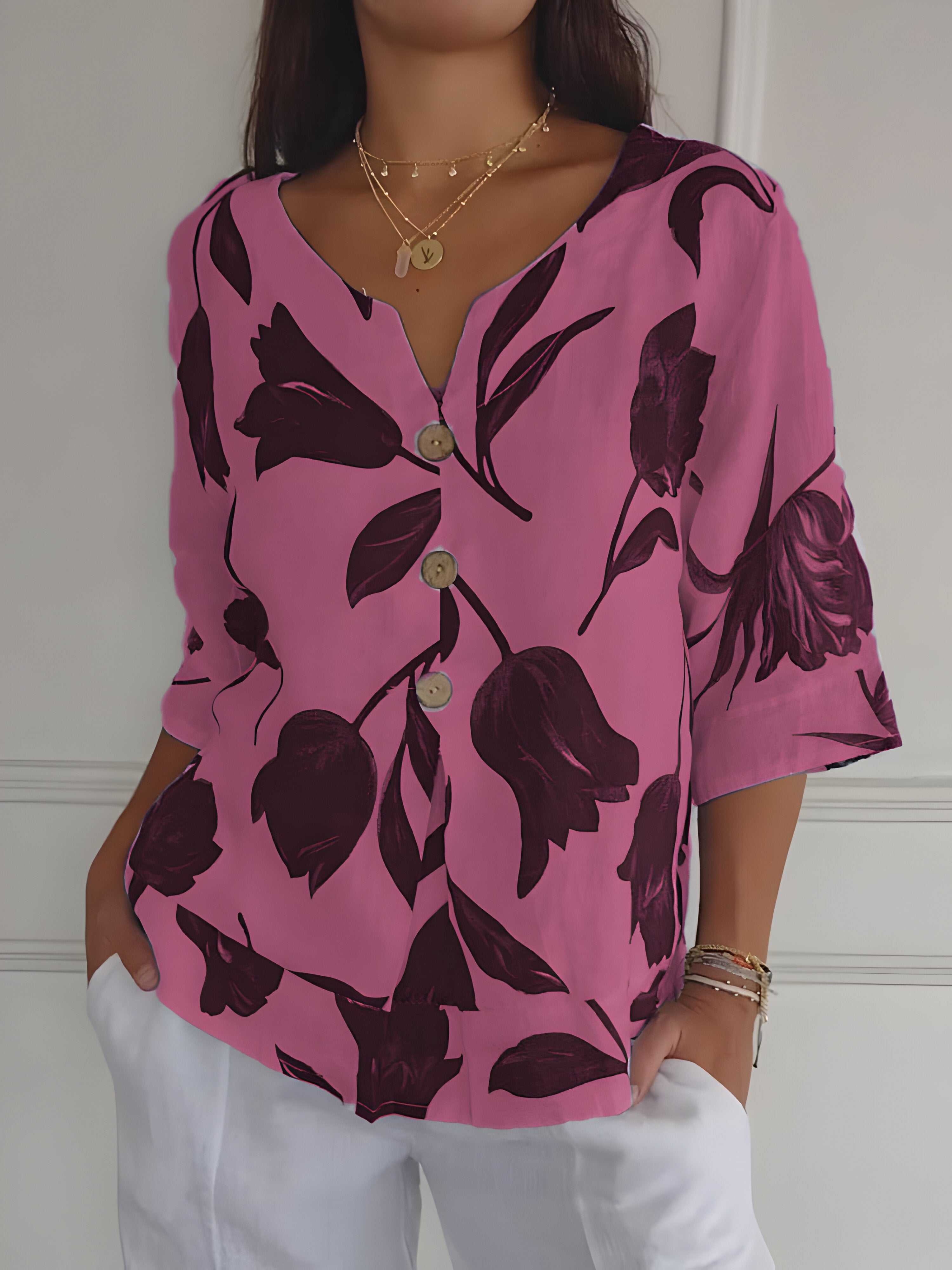 Isaliel Blusa Donna – Scollo V, Tessuto Traspirante & Vestibilità Fluida Elegante