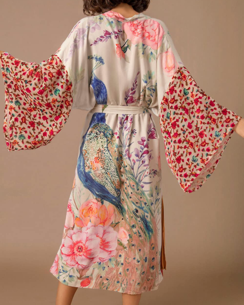 Lydia Women's Maxi Kaftan – Lightweight Floral Boho Dress and Summer Cover-Up