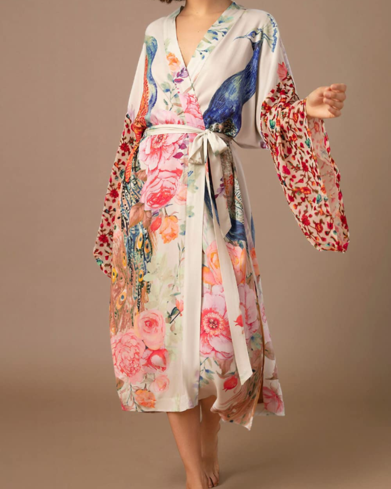 Lydia Women's Maxi Kaftan – Lightweight Floral Boho Dress and Summer Cover-Up