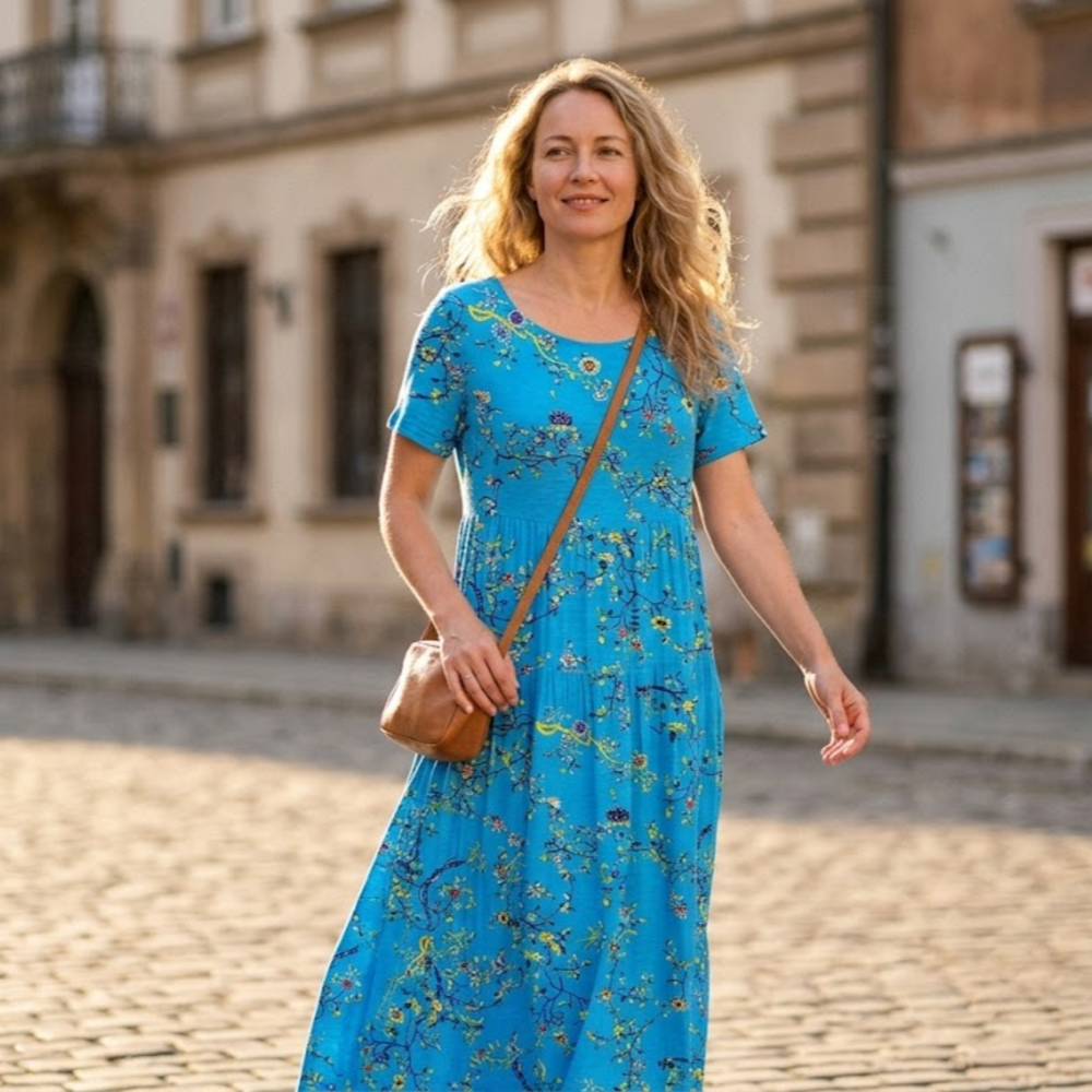 Madison Women's Maxi Dress – Boho Cotton Dress with Floral Print and Pockets