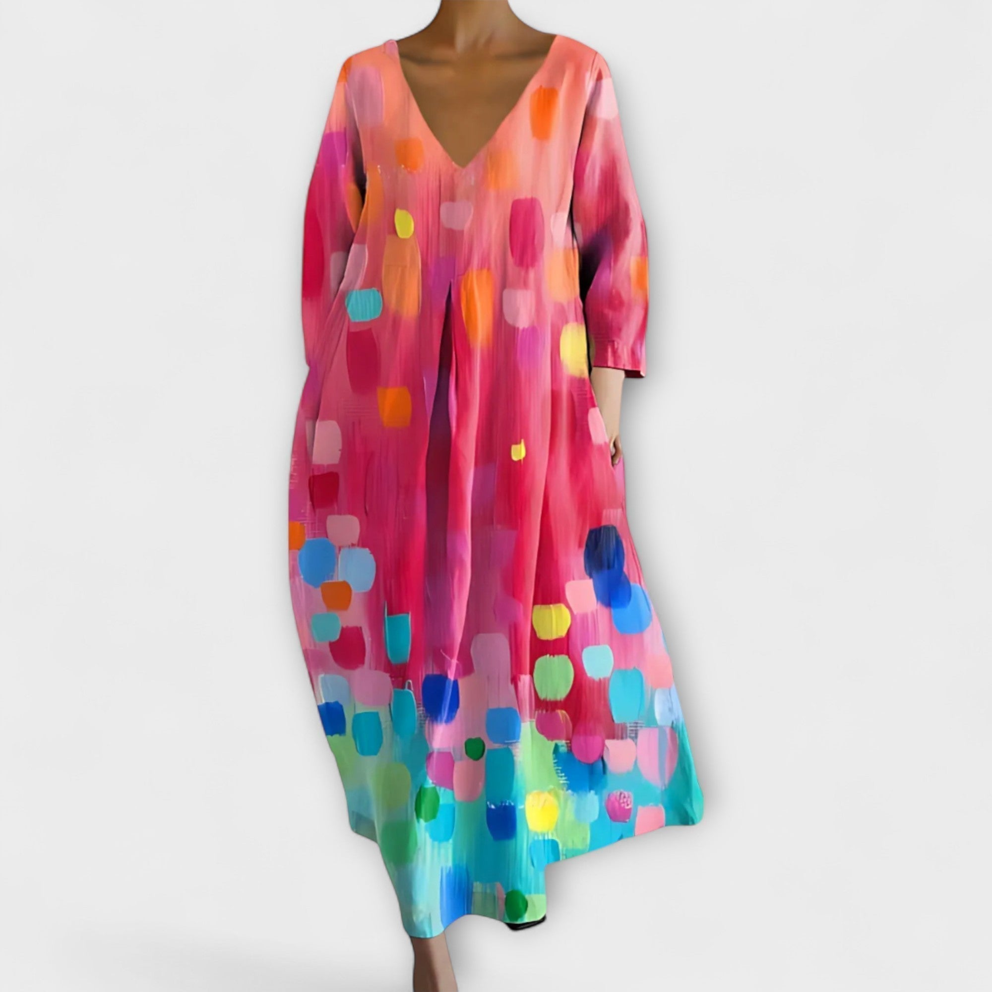 Rory Vestido Mujer Cuello en V – Vestido de Tul Ligero y Fluido, Elegante Casual Chic