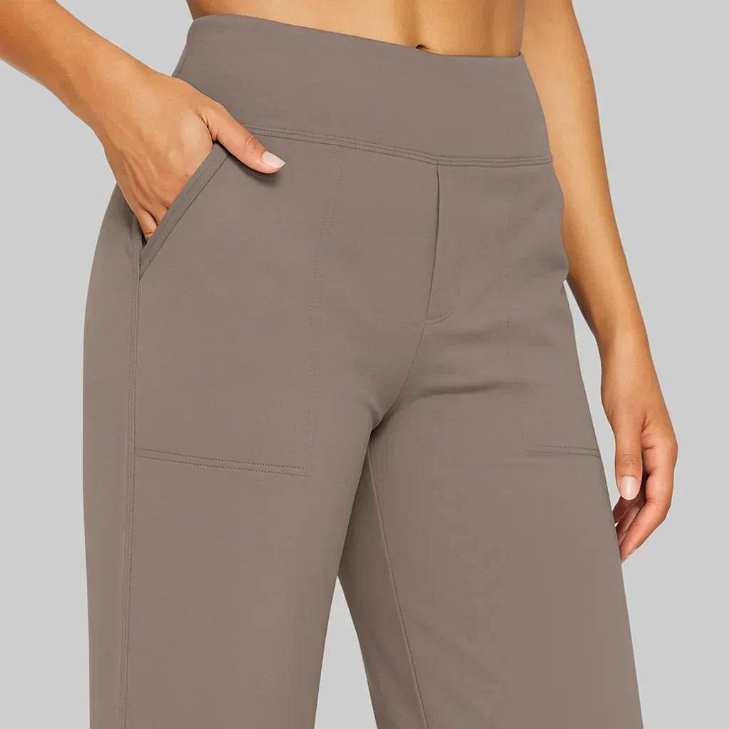 Gladys Pantalon Femme Extensible – Taille Haute, Poches, Confortable Décontracté Respirant