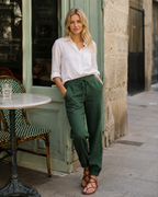 Audrey Pantaloni Donna Jogger – Misto Lino, Gamba Affusolata & Coulisse