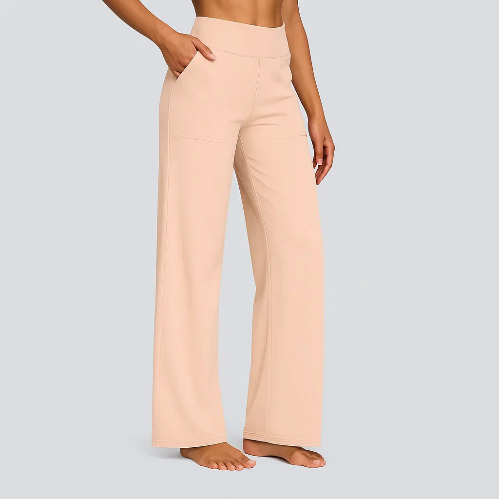 Gladys Pantalone Donna Elasticizzato – Vita Alta, Tasche, Comodo Casual Traspirante
