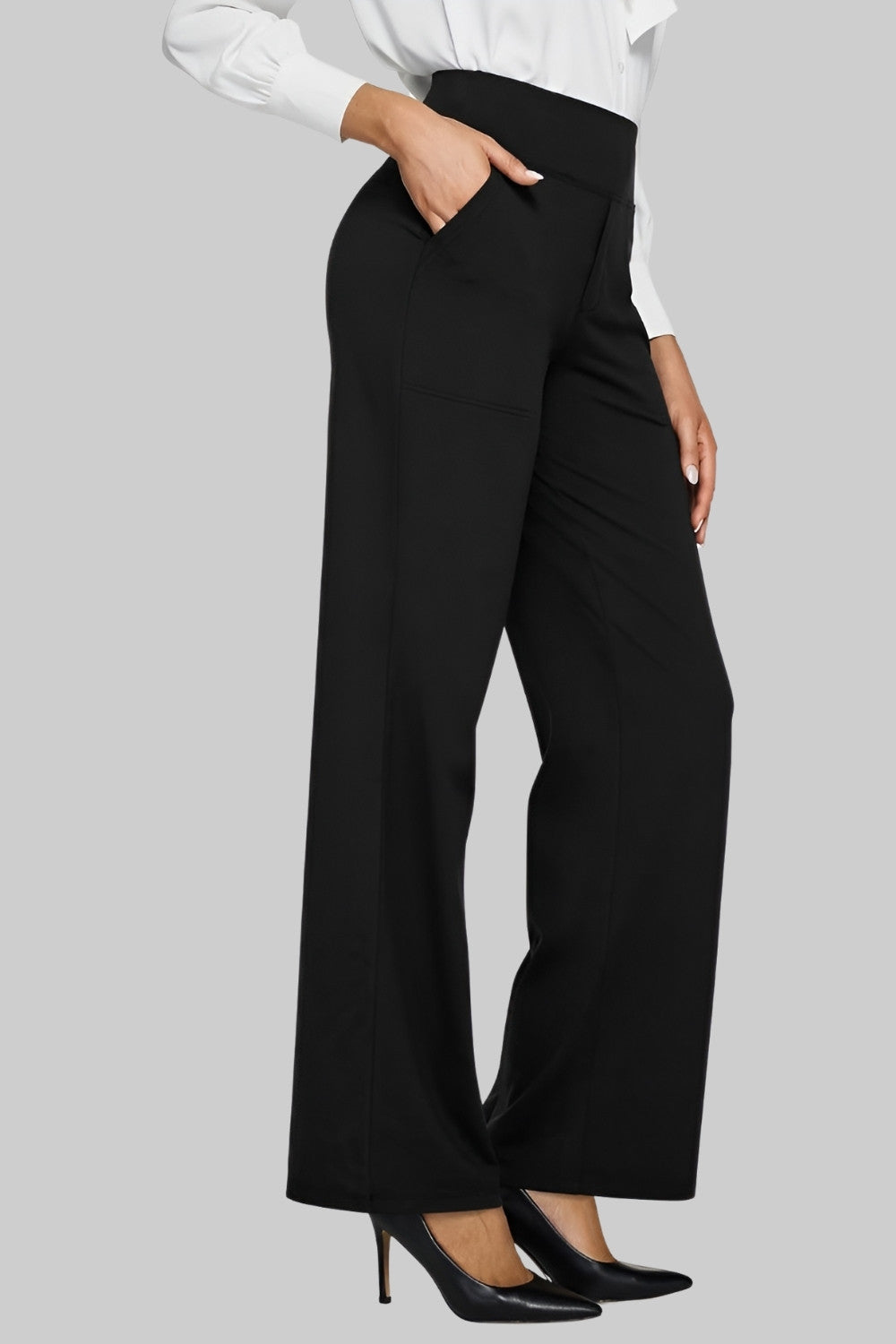 Gladys Pantalon Femme Extensible – Taille Haute, Poches, Confortable Décontracté Respirant