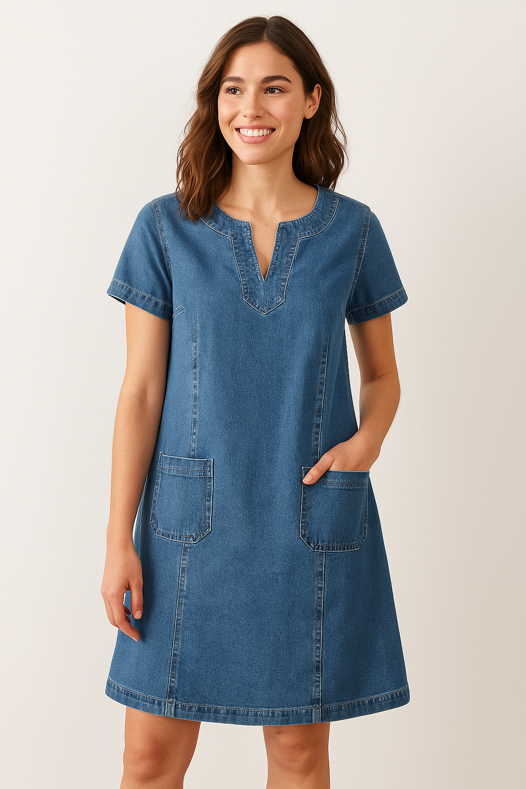 Kinsley Robe en Denim Femme – Design Minimaliste Élégant & Coupe Confort Quotidienne