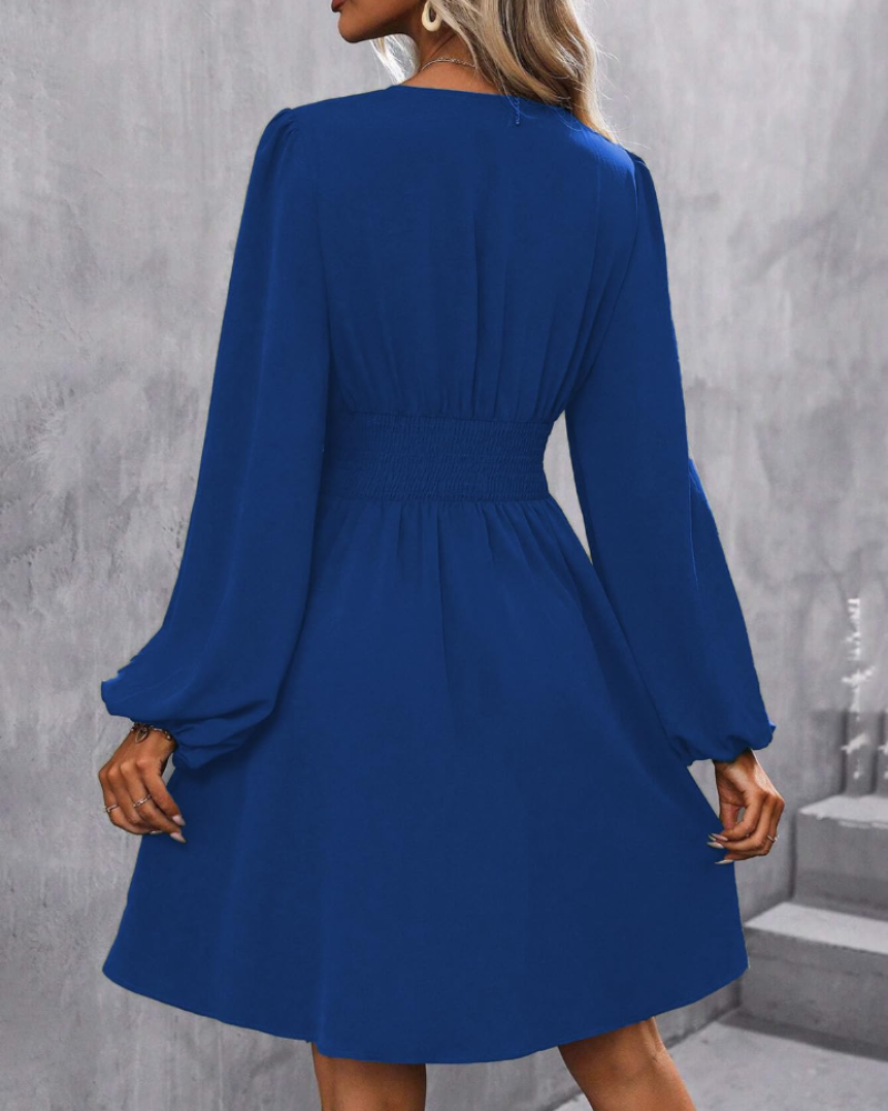 Rebecca Abito Midi Donna – Wrap Dress with V-Neck, High Waist, and Long Sleeves