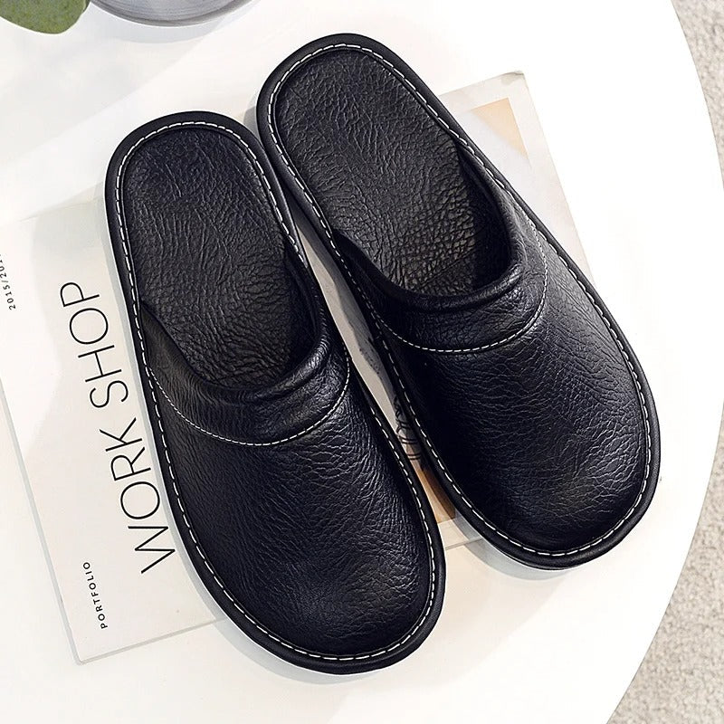 Mariano Pantofole Uomo in Pelle – Ciabatte Eleganti, Calde, Antiscivolo, Comfort Invernale