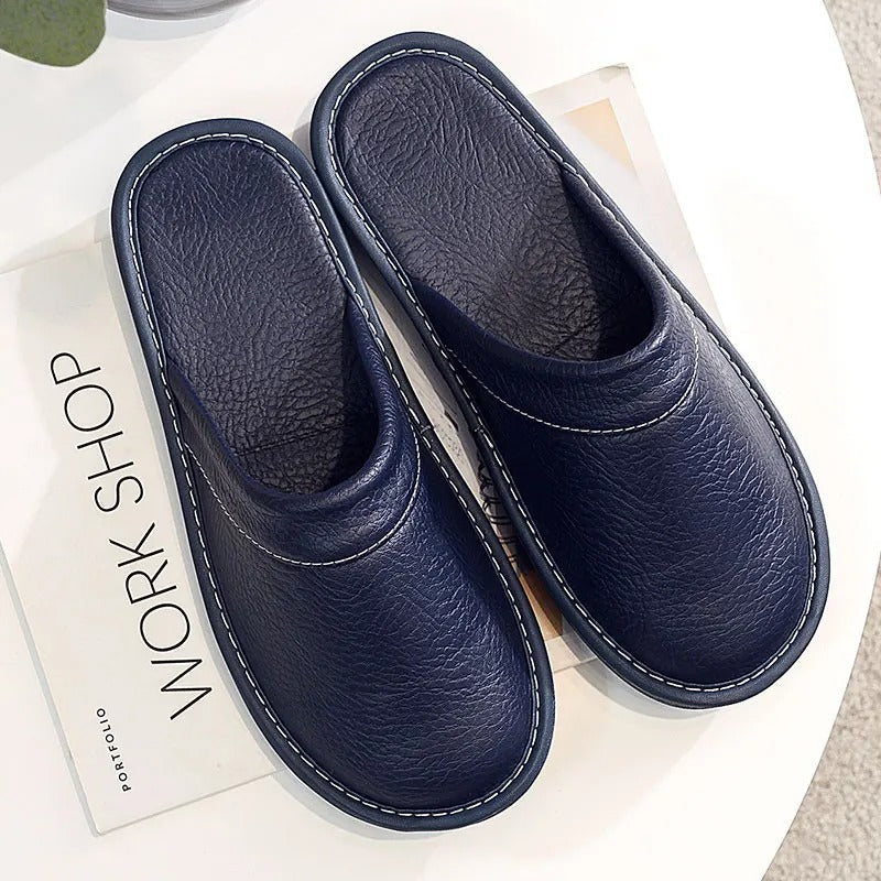 Mariano Pantofole Uomo in Pelle – Ciabatte Eleganti, Calde, Antiscivolo, Comfort Invernale