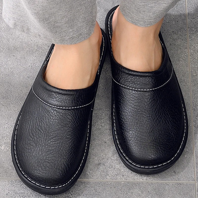 Mariano Pantofole Uomo in Pelle – Ciabatte Eleganti, Calde, Antiscivolo, Comfort Invernale