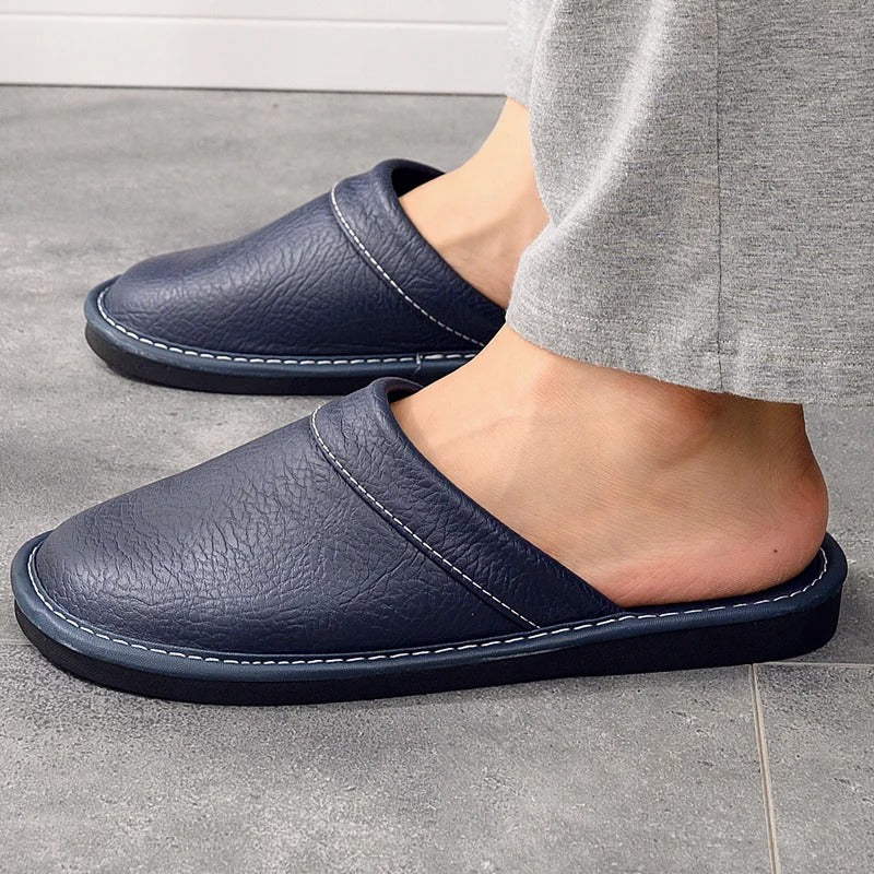 Mariano Chaussons Homme en Cuir – Mules Élégantes, Chaudes, Antidérapantes, Confort Hivernal