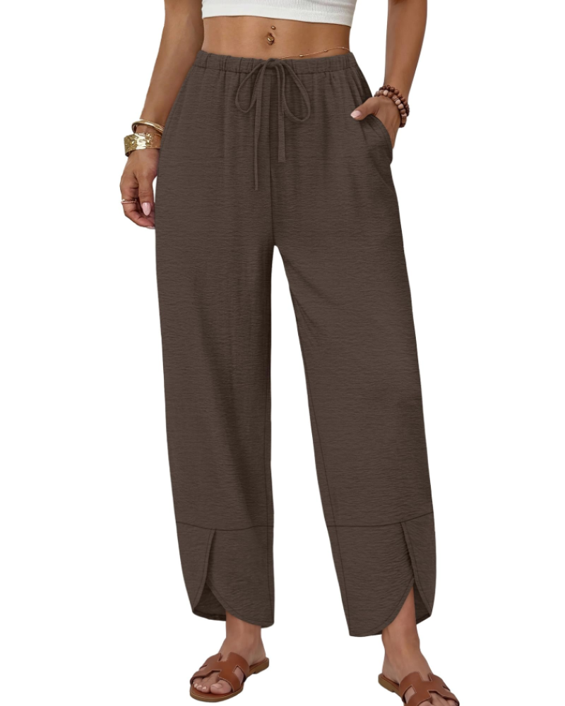 Penelope Women’s Palazzo Trousers – Elasticated Waist, Drawstring & Side Pockets