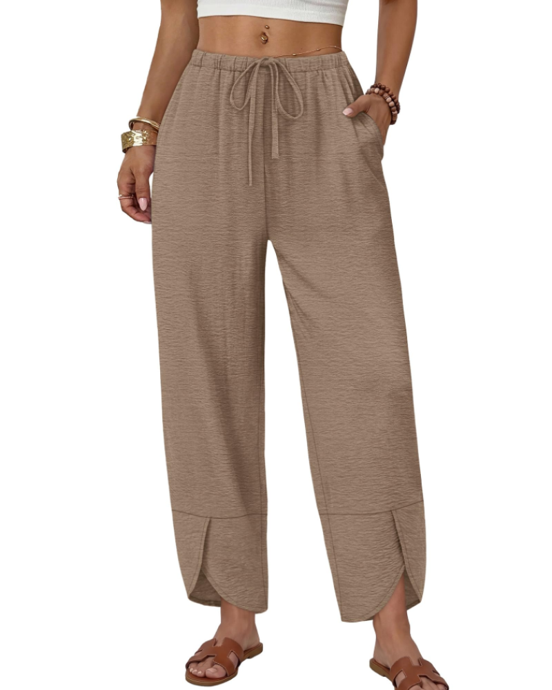 Penelope Women’s Palazzo Trousers – Elasticated Waist, Drawstring & Side Pockets