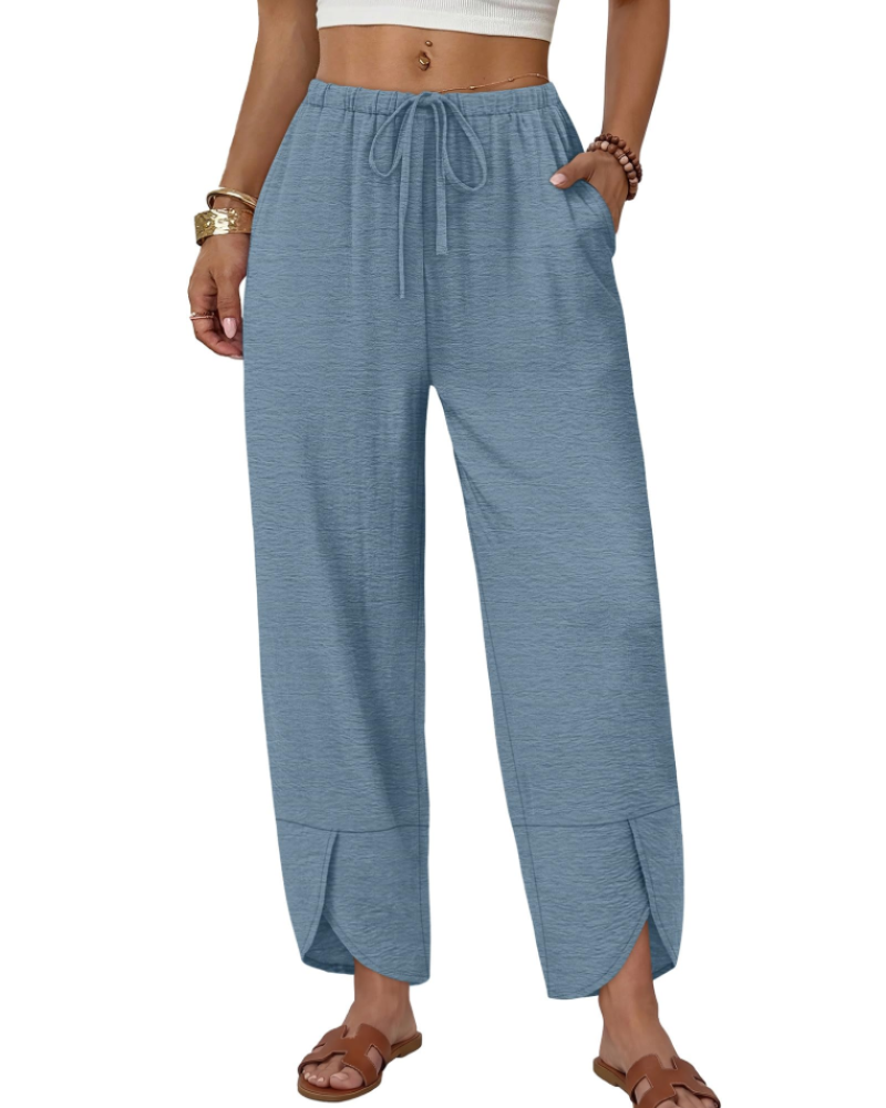Penelope Women’s Palazzo Trousers – Elasticated Waist, Drawstring & Side Pockets