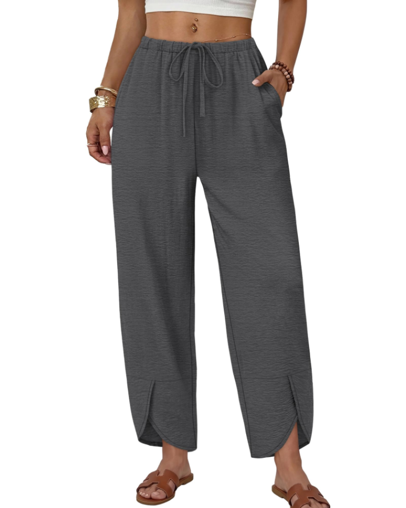 Penelope Women’s Palazzo Trousers – Elasticated Waist, Drawstring & Side Pockets
