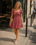 Celia Vestito Donna Mini – Stampa Floreale, Scollo a V, Spalline Regolabili & Volant