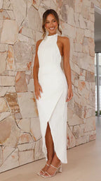 Elora Vestito Donna – Plissé Elegante, Schiena Scoperta & Design Asimmetrico