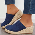 Mules Femme Roselle avec Compensé – Style Espadrilles, Bleu Marine & Confort Quotidien