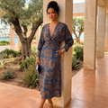 Camy Robe Femme Longue Florale – Robe Élégante Drapée pour Invitée de Mariage