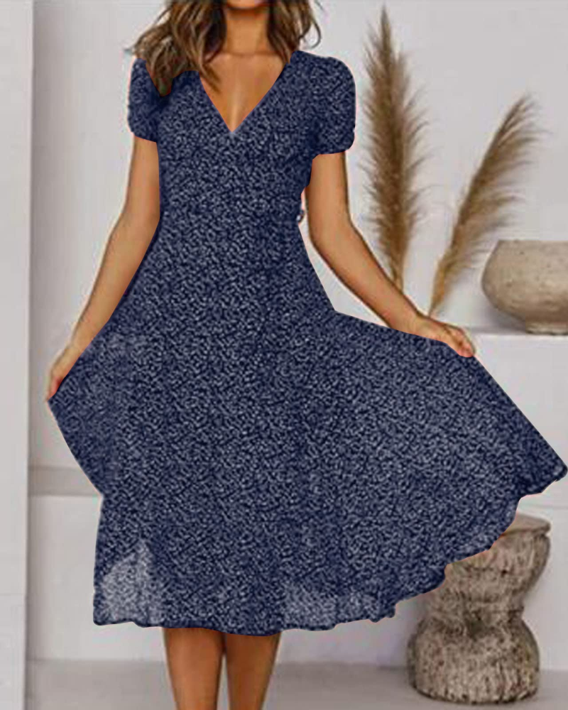 Vestido midi de mujer Nadine Abito Boho – Estampado floral, lunares y diseño cruzado