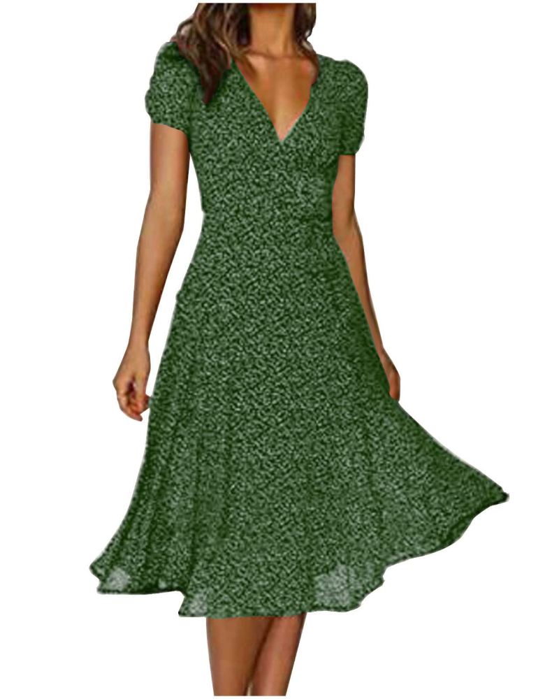 Vestido midi de mujer Nadine Abito Boho – Estampado floral, lunares y diseño cruzado