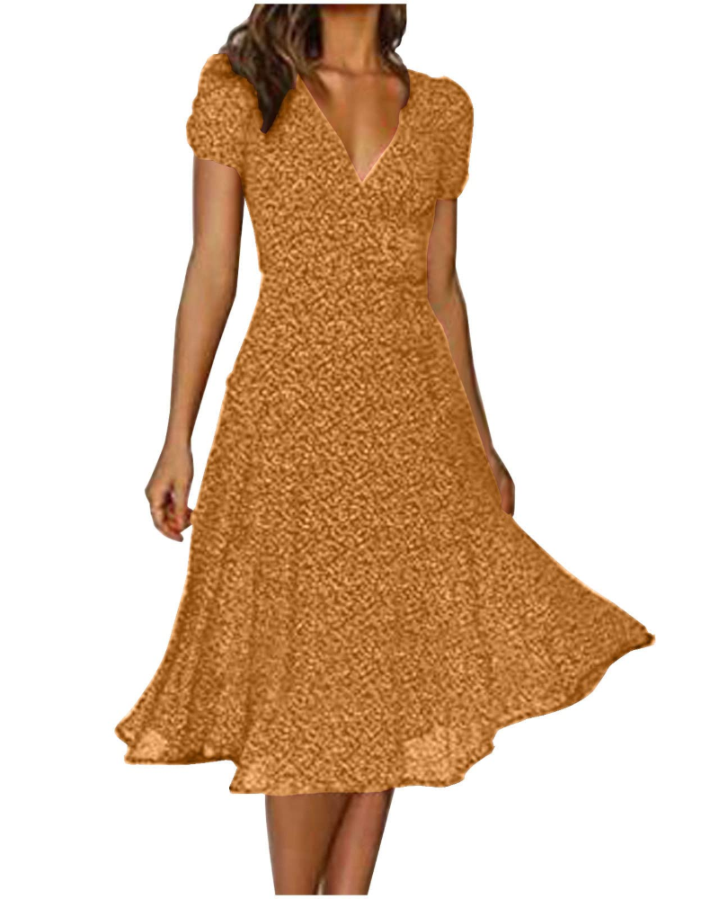 Vestido midi de mujer Nadine Abito Boho – Estampado floral, lunares y diseño cruzado