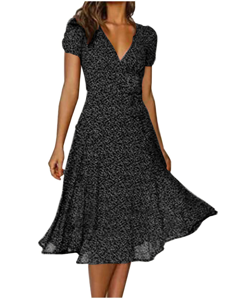 Vestido midi de mujer Nadine Abito Boho – Estampado floral, lunares y diseño cruzado
