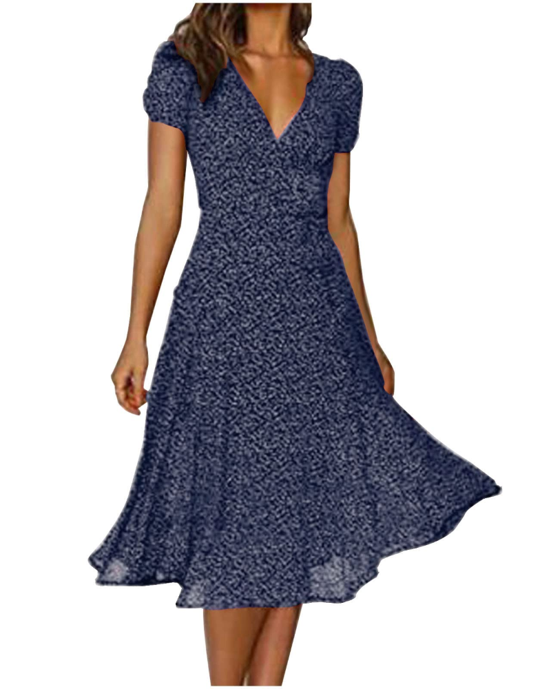 Vestido midi de mujer Nadine Abito Boho – Estampado floral, lunares y diseño cruzado