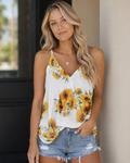 Amber Canotta Damen – Florales Top mit V-Ausschnitt und verstellbaren Trägern
