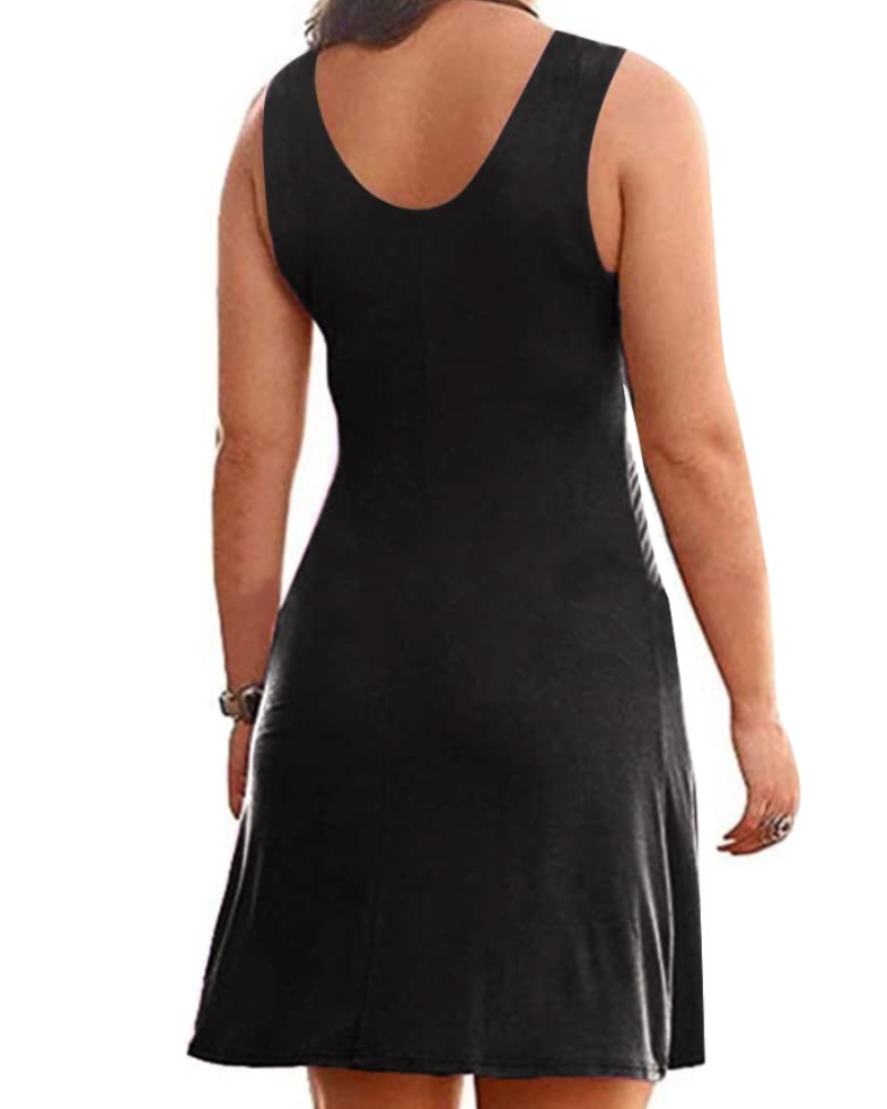 Bailey Vestido de verano para mujer – escote en V, nudo delantero, cintura alta y sin mangas