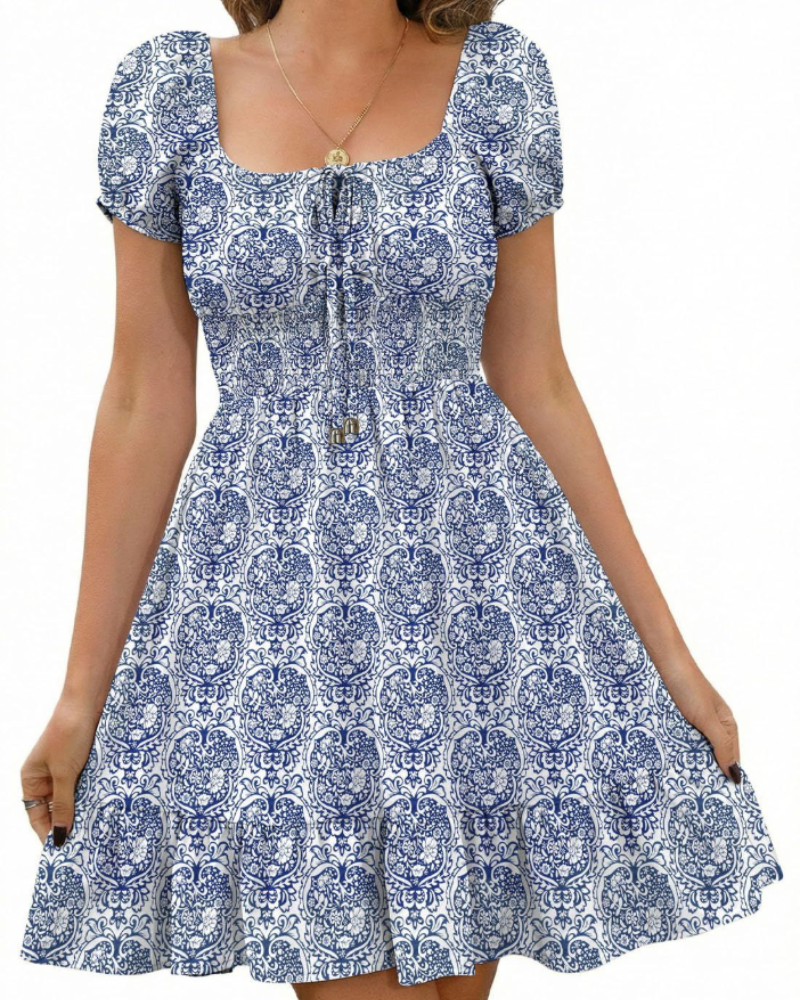 Celia Vestito Donna Mini – Stampa Floreale, Scollo a V, Spalline Regolabili & Volant