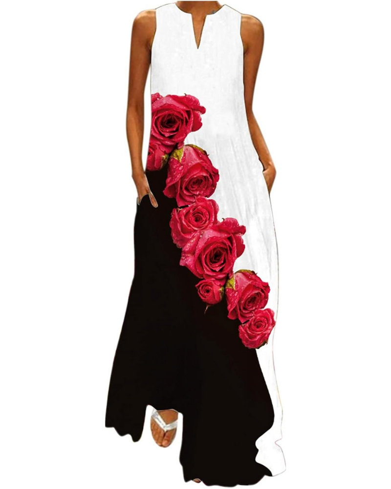 Scarlett Vestido Maxi para Mujer – Vestido de Verano sin Mangas con Escote en V y Bolsillos