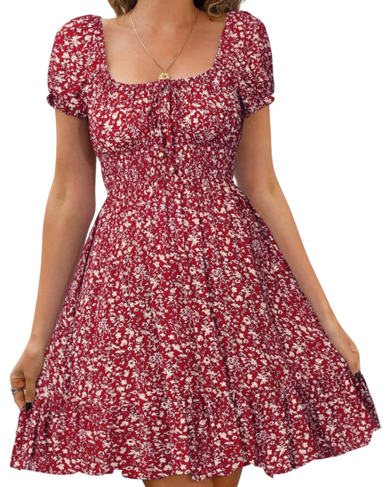 Celia Vestito Donna Mini – Stampa Floreale, Scollo a V, Spalline Regolabili & Volant