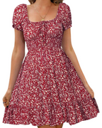 Celia Vestito Donna Mini – Stampa Floreale, Scollo a V, Spalline Regolabili & Volant