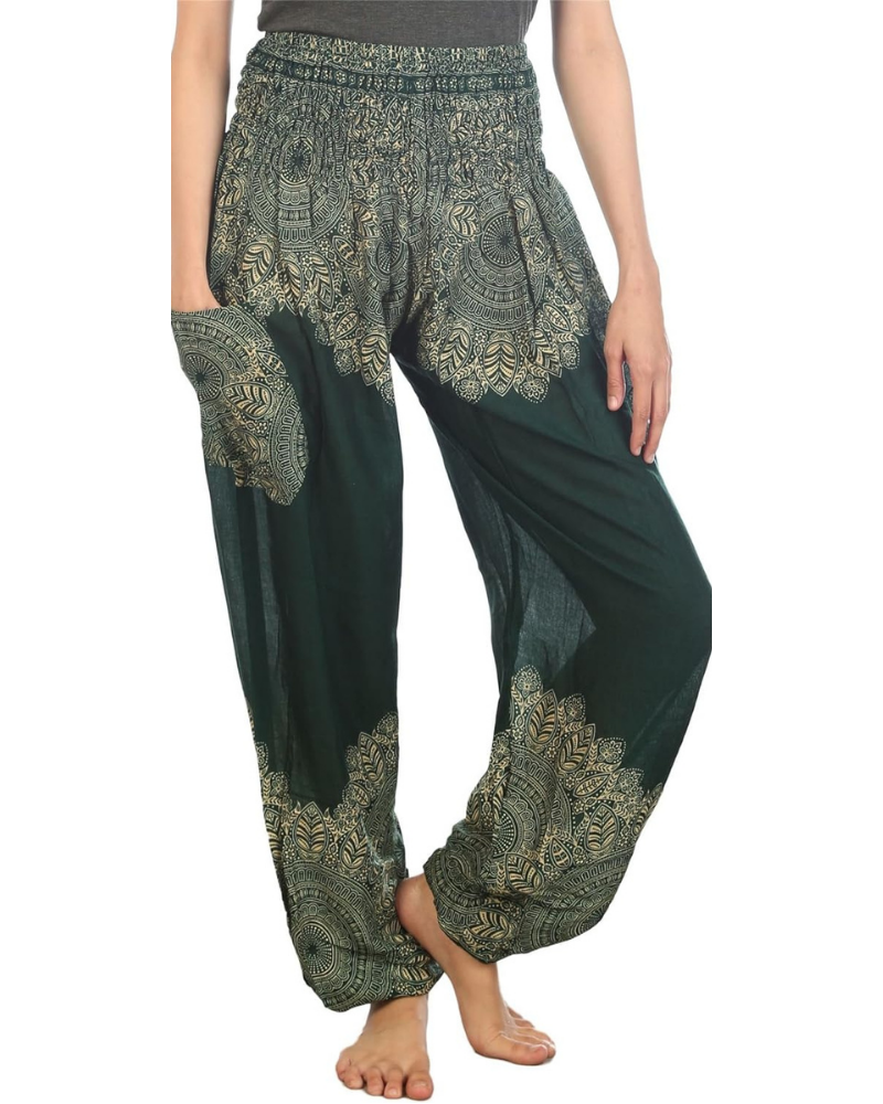 Chloe Women's Harem Pants – Boho Print, High Elastic Waist, and Side Pockets
