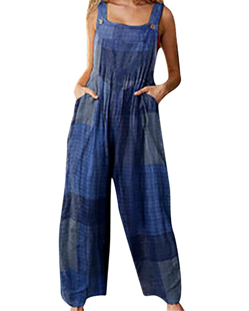 Amelia Salopette para mujer – Mono bohemio de algodón y lino, ajuste amplio y estampado floral