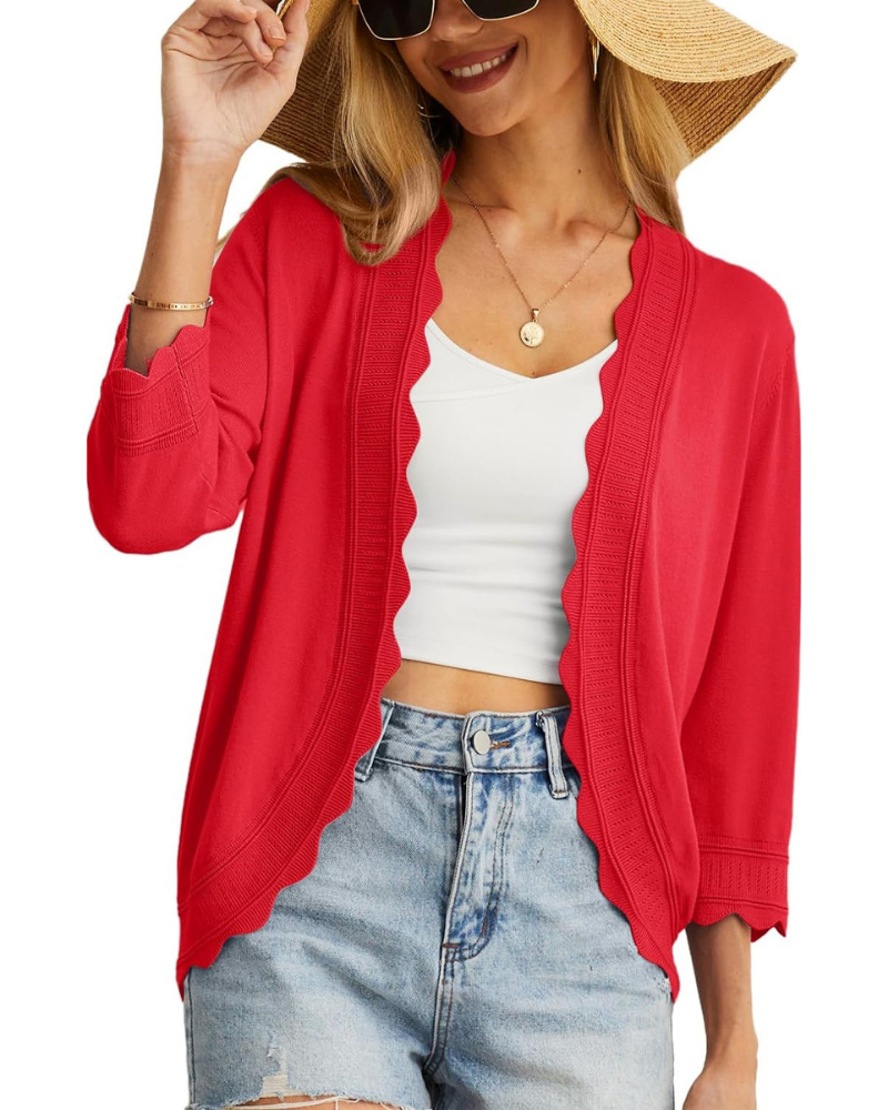 Cordelia Cardigan Donna – Coprispalle Corto con Volant e Maniche 3/4