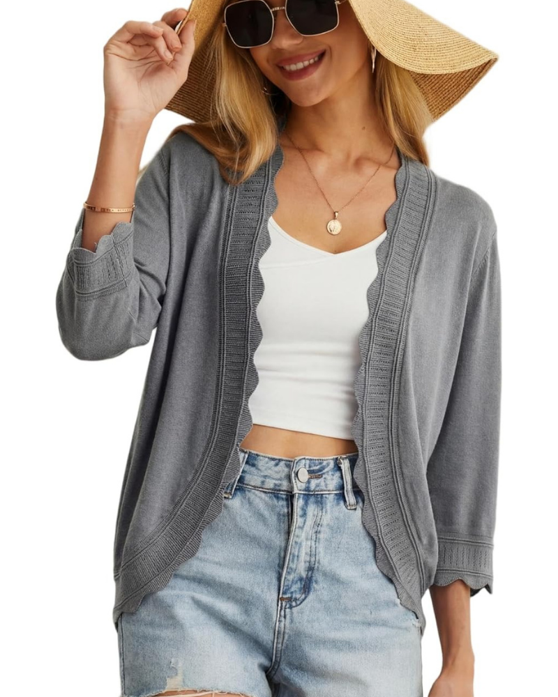 Cordelia Cardigan Donna – Coprispalle Corto con Volant e Maniche 3/4