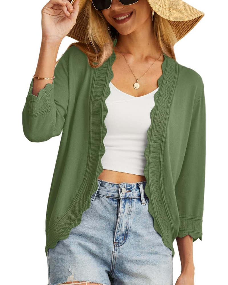 Cordelia Cardigan Donna – Coprispalle Corto con Volant e Maniche 3/4