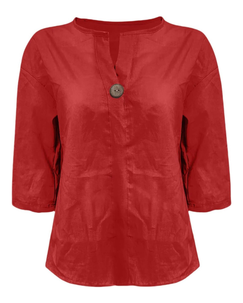 Briar Camicia Donna – Tunica in Lino e Cotone con Scollo a V e Maniche 3/4