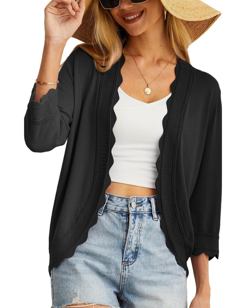 Cordelia Cardigan Donna – Coprispalle Corto con Volant e Maniche 3/4