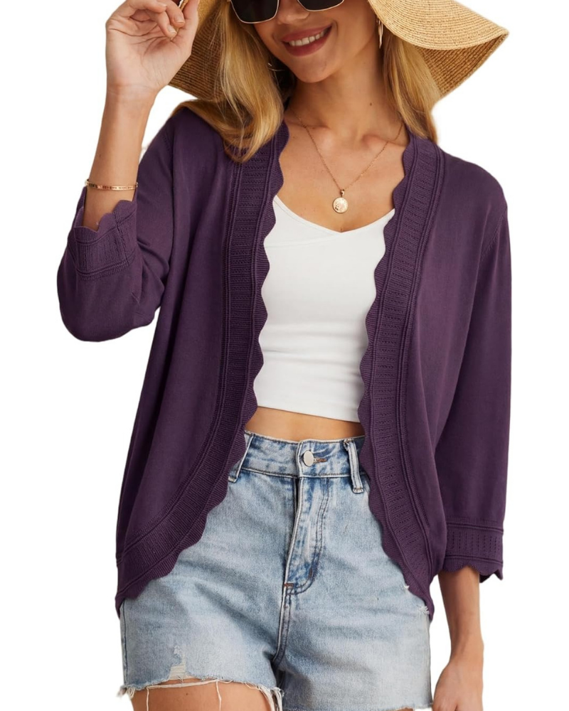 Cordelia Cardigan Donna – Coprispalle Corto con Volant e Maniche 3/4
